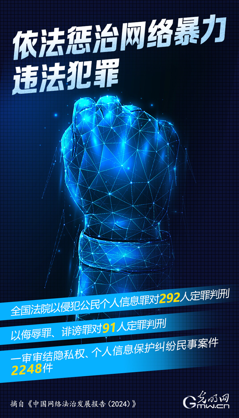 数据海报 | 依法惩治网暴违法犯罪 2024年292人因侵犯公民个人信息罪被定罪判刑